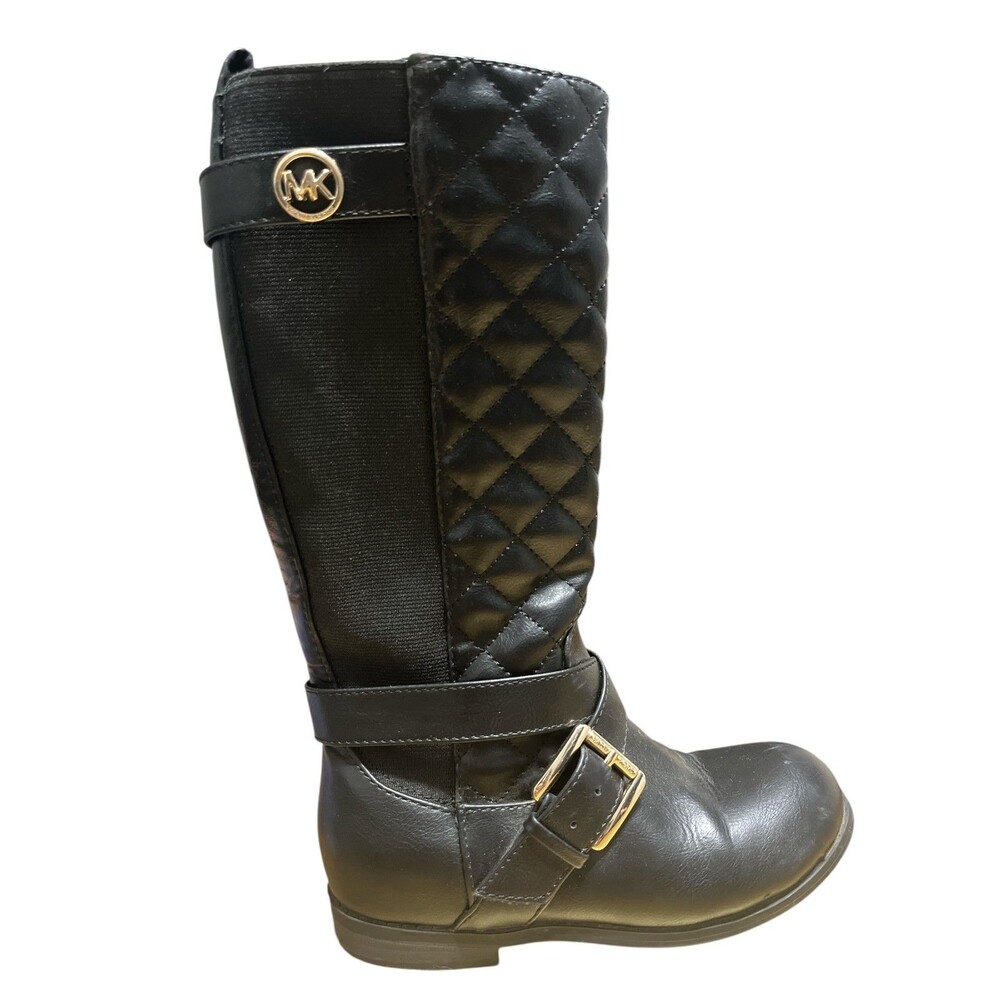 Michael Kors Girls Aryka Back Quilted Mid-Calf Riding Boots Size 12 Polo Shoes